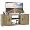 Costway 58'' TV Stand Entertainment Console Center W/ 2 Cabinets for 65'' TV Natural\Black\Walnut
